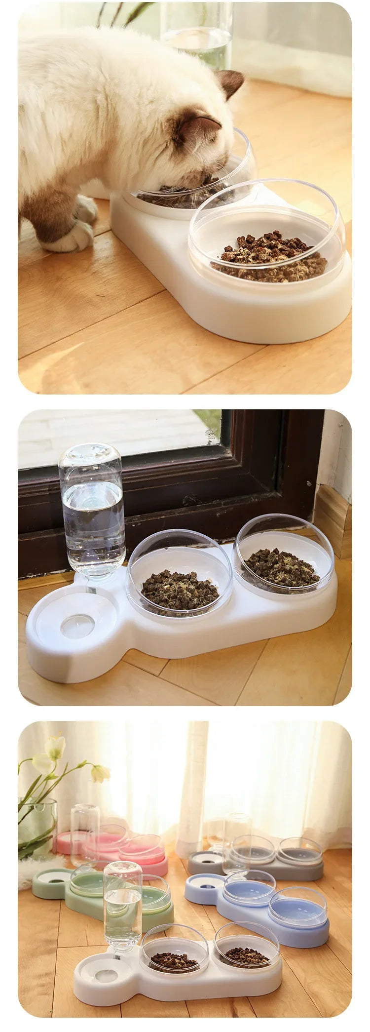 New Pet Automatic Feeders Three Bowl Pet Water Dispenser Feeders Large-diameter Dog Basin Cat Bowls Pet Automatic Feeders