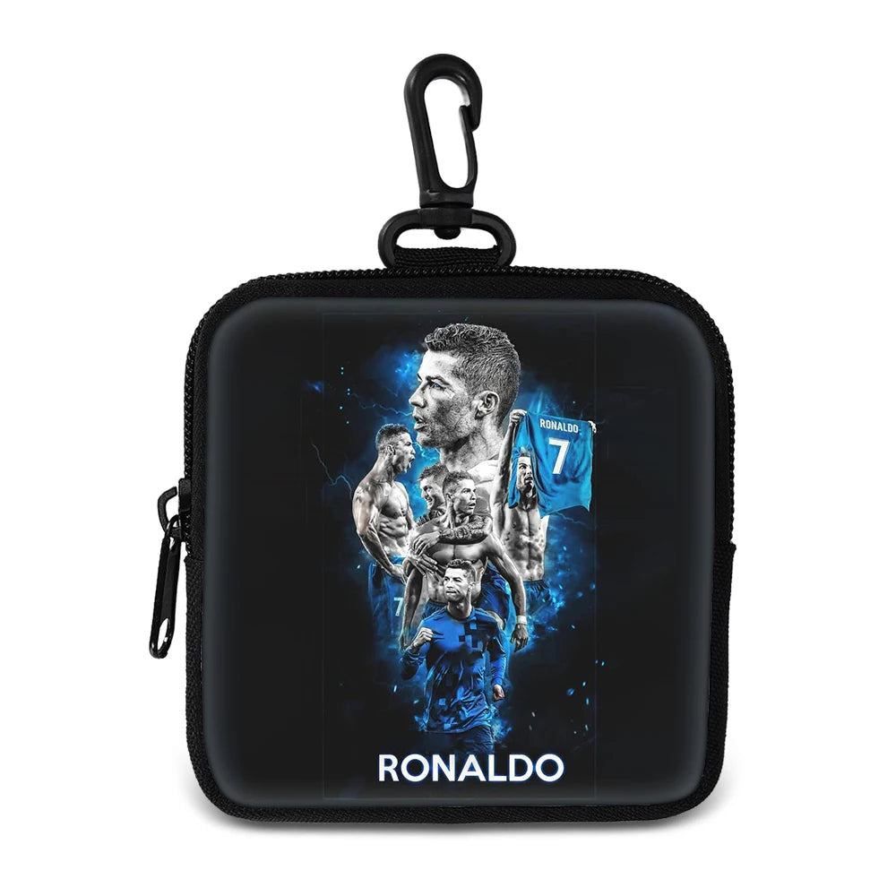 Ronaldo Money Coin Purse with Key Ring Pocket Purse mini headphone bag Football Star storage bag Credit Card Holoder Man Women