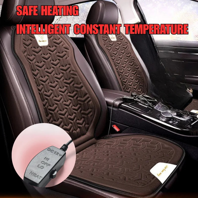 Universal Heated Car Seat Cover 12V Winter Seat Cushion Warm Velvet Plush Seat Protector Car Heating Mat Auto Accessories