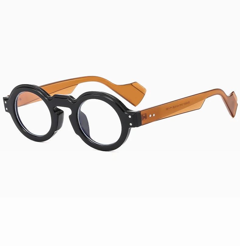 Round Sunglasses Women Men Punk Double Color Shades Retro Rivets Decoration Trending Sun Glasses Clear Lens Frame UV400