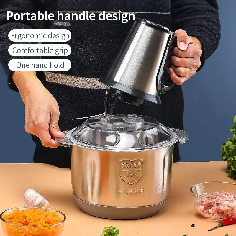5L Electric Meat Grinders Food Crusher Stainless Steel Multifunctional Vegetable Slicer Processor Chopper Kitchen Appliances