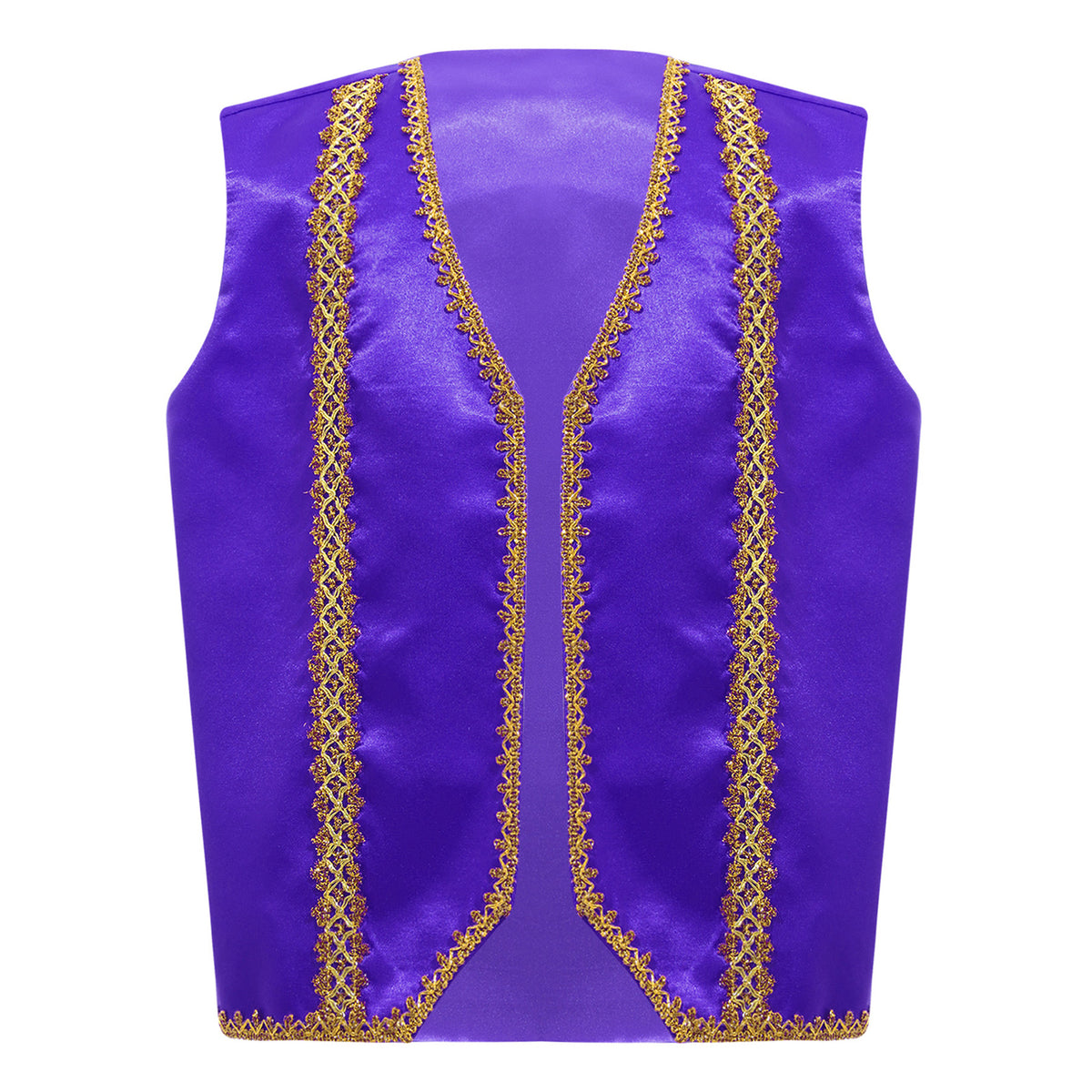 Kids Girls Boys Medieval Steampunk Costume Arabian Prince Sleeveless Golden Trim Waistcoat Vest Halloween Cosplay Fancy Dress Up