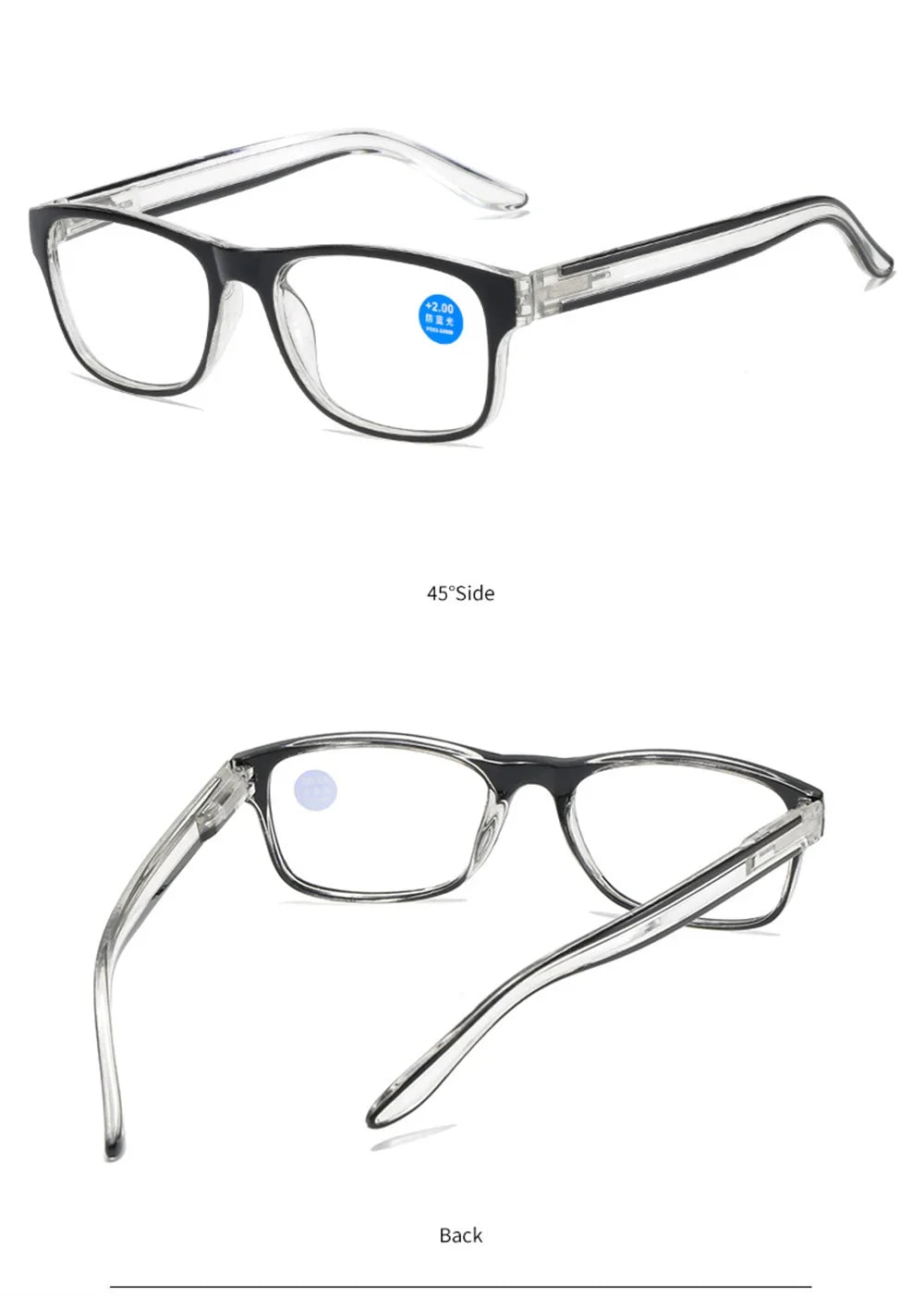 Anti Blue Light Reading Glasses Fashion Women Men Clear Sqaure Computer Presbyopic Eyeglasses Spring Legs Frame Eyewear