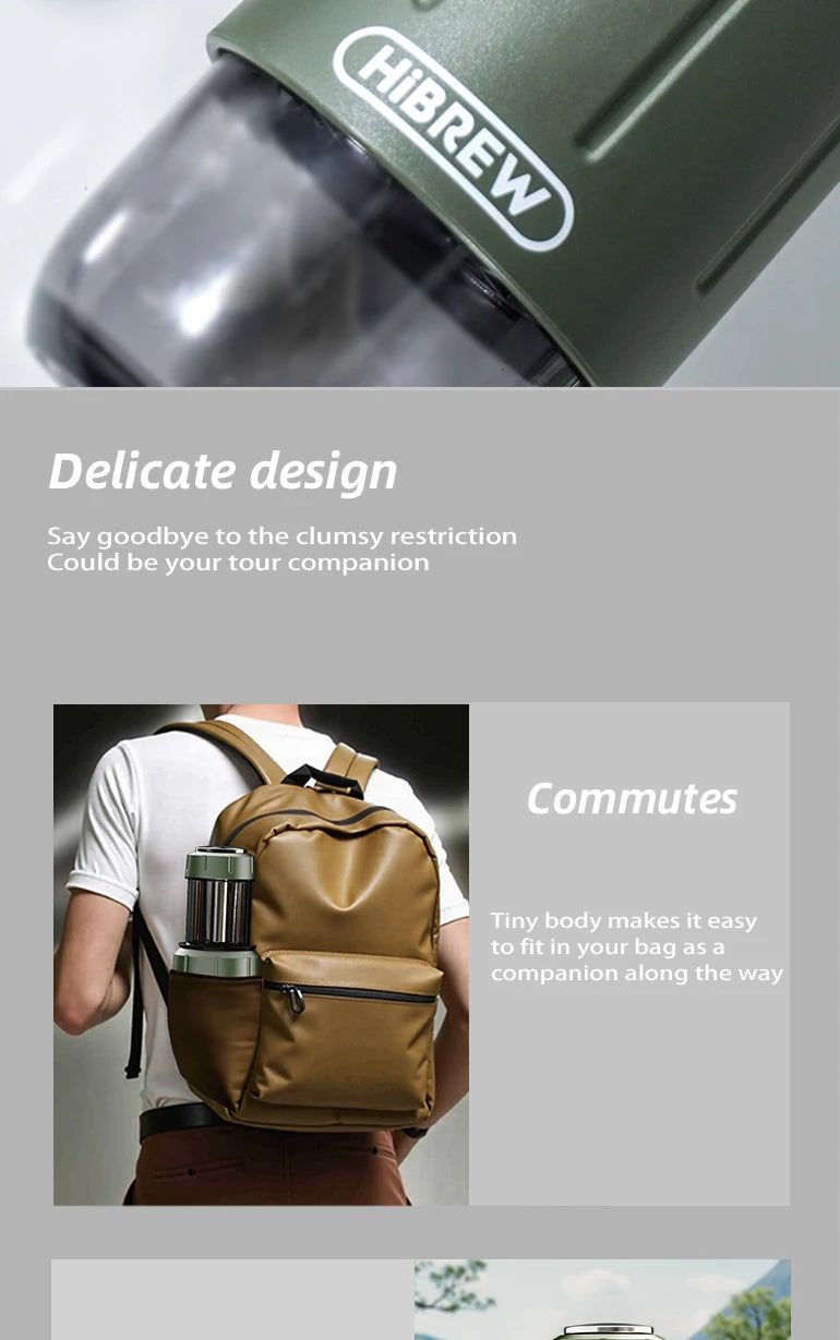 HiBREW 2 in 1 Portable Coffee Machine Hot/Cold Water Manual Espresso Maker For Capsule & Ground Hand Press Brewer H4D