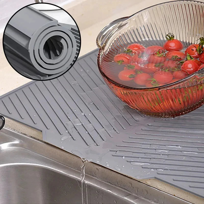 Silicone Wave Drying Mat Non Slip Dish Drainer Pad Heat Resistant Foldable Kitchen Table Placemat for Countertop Insulation