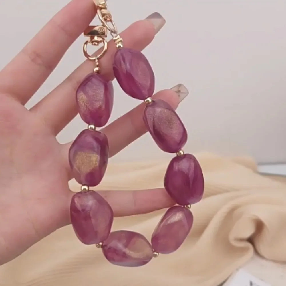 Fashion Mobile Phone Straps Acrylic Resin Beads Parts Handcrafted Wristband Women Replacement Bag Handle Chain Phone Lanyard