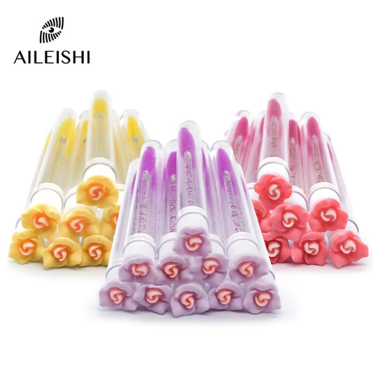 10/50Pcs Flower Eyelash Brush Tube Disposable Mascara Wands Tube Reusable Lash Spoolies Brush Dust-proof Cleaner Storage Tubes