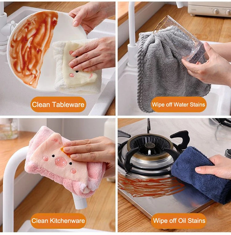 Baby Kids Children Hand Towel Cute Cartoon Water Absorbent Dry Towel Kitchen Bathroom Washroom Household Wipe Clean Hands Towel