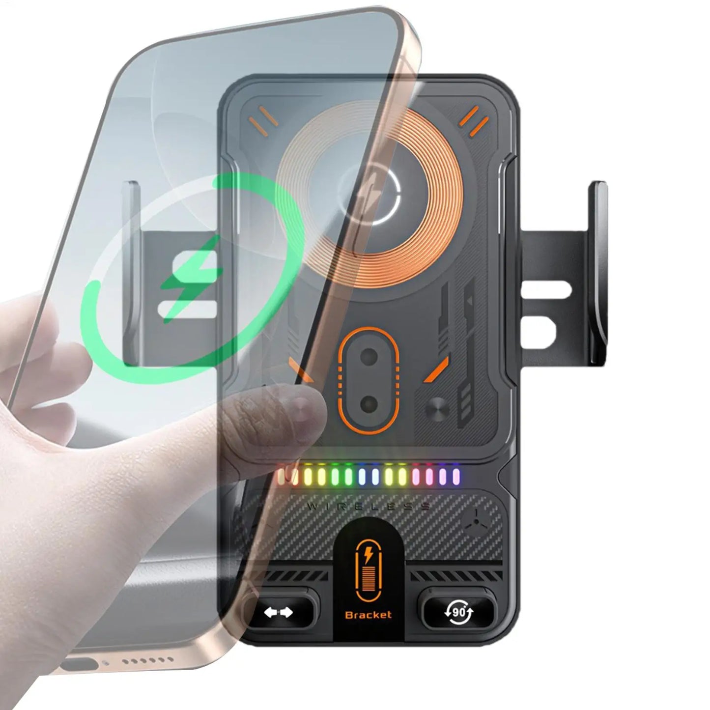 15W Auto-Clamping Wireless Car Charger Mount Fast Charging Air Vent Phone Holder with One-Hand Operation for Driving