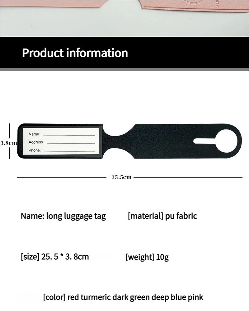 Long PU Luggage Tag for Air Travel - Easy Baggage Identification