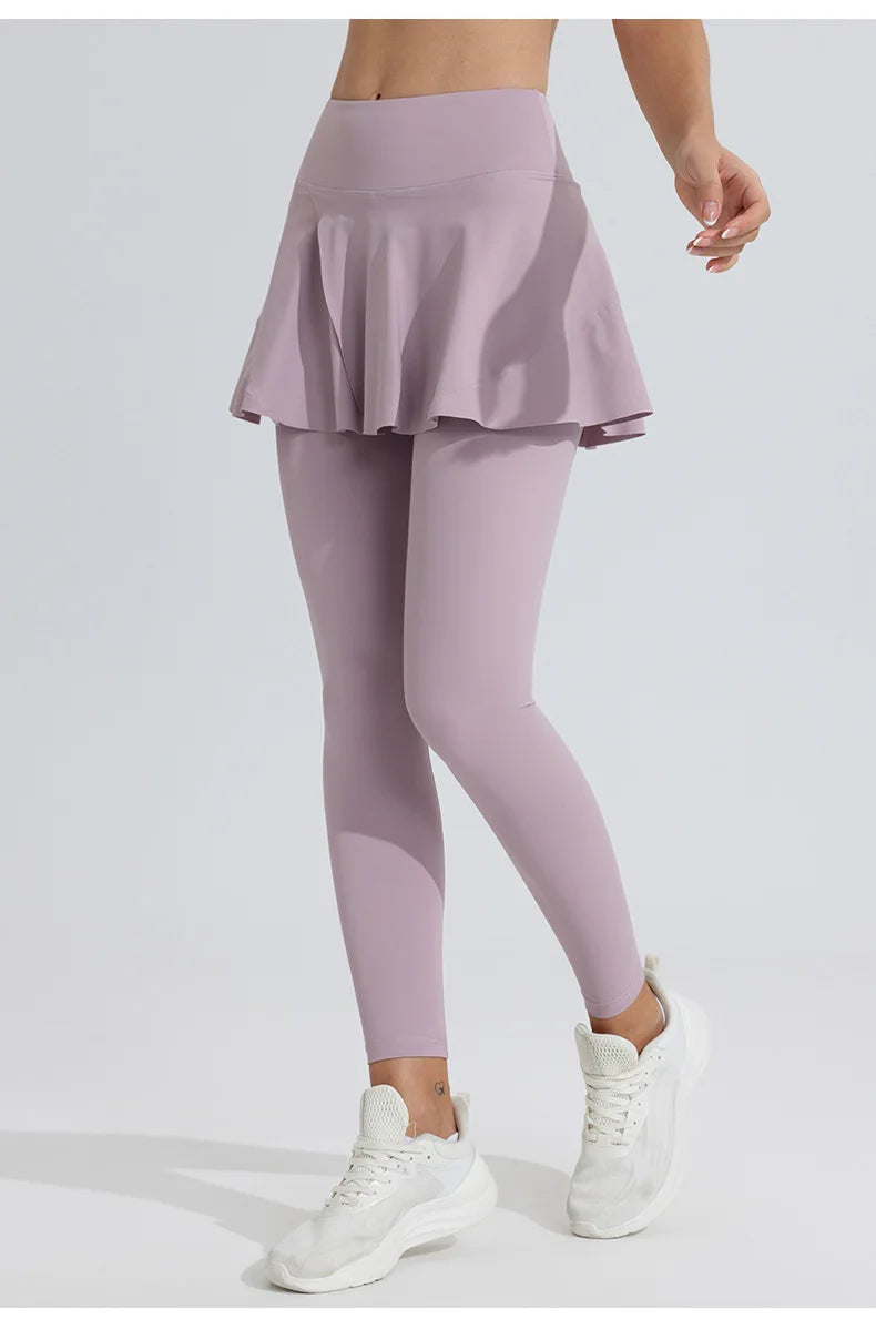 New Yoga Pants Women's High Waist Tennis Skirt Fitness Speed Drying Running Pocket Sports Skirt Tight Pants