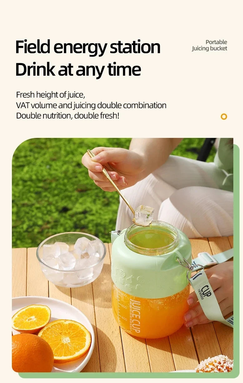Wireless Portable Juicing Bucket Electric 800ml Sports Cup Fresh Fruit Juicer With Large Capacity and 10 Stainless Steel Blades