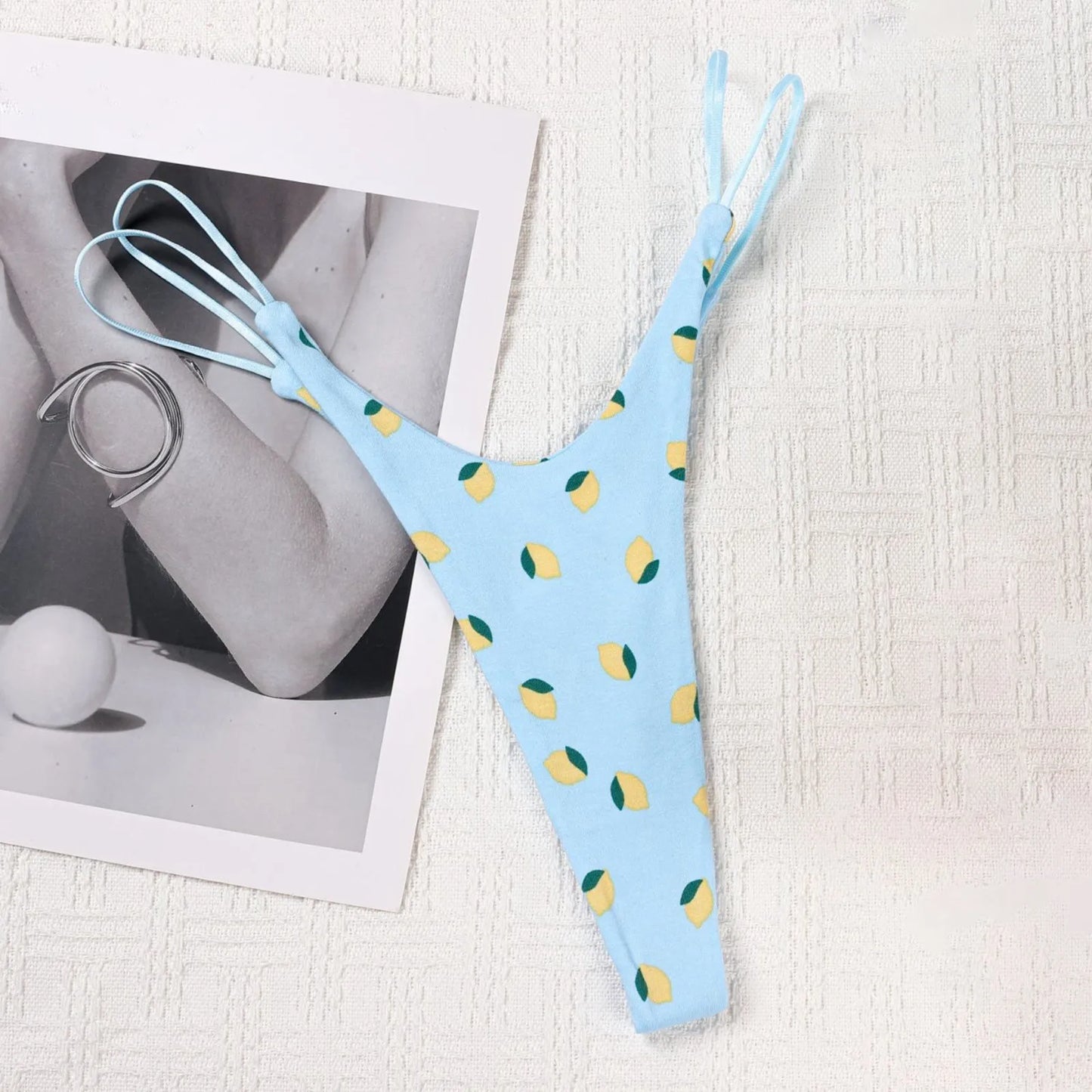 Sexy Printed Seamless T-Back Underwear Women'S Double Strap Hip Lifting Low Waist Panties Pure Cotton 1pc Seamless Thong Briefs