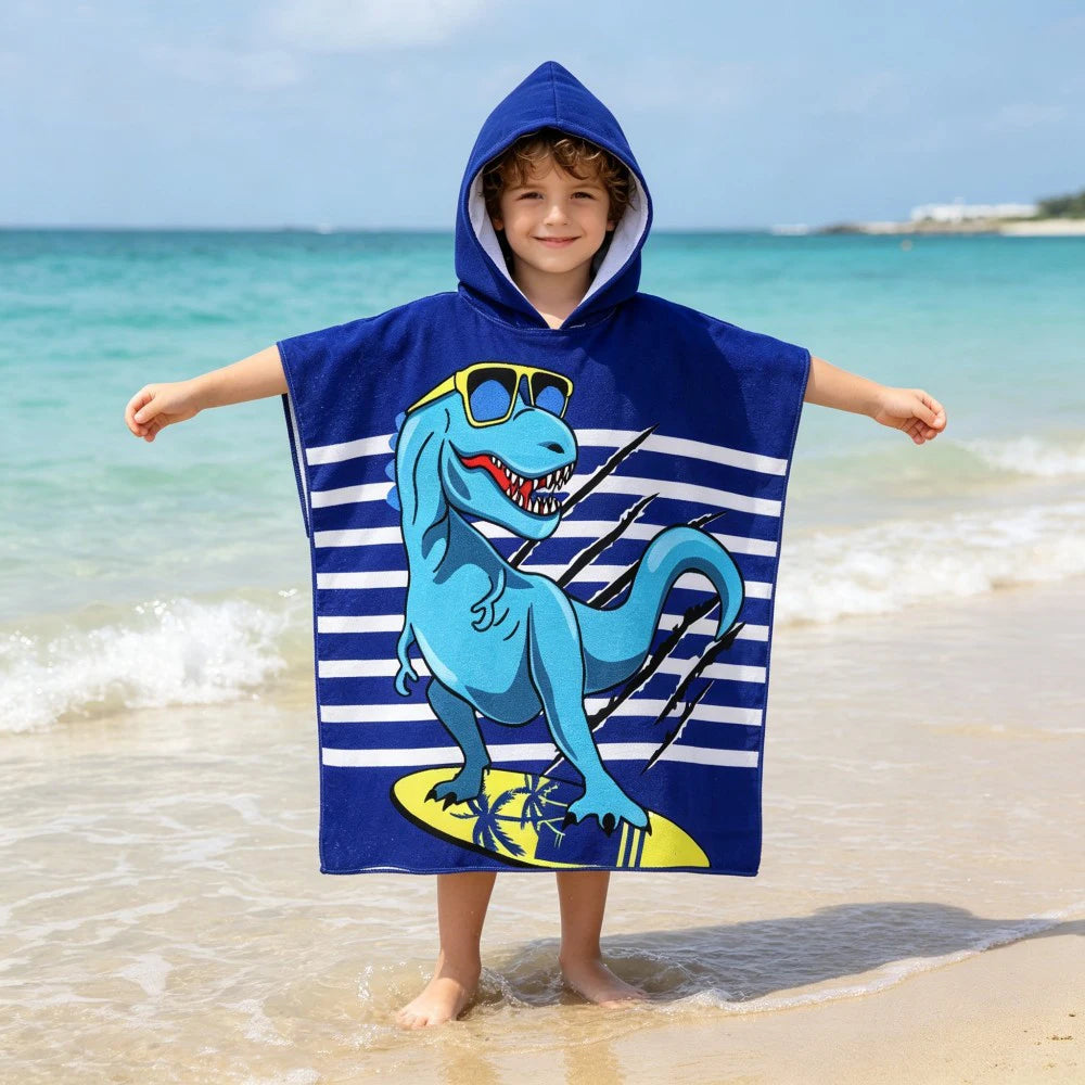 Children Bathing Stuff Kids Hooded Cape Towel Boy Cartoon Bathrobe Baby Swimming Towel Girls Unicorn Beach Towel Wrap Blanket