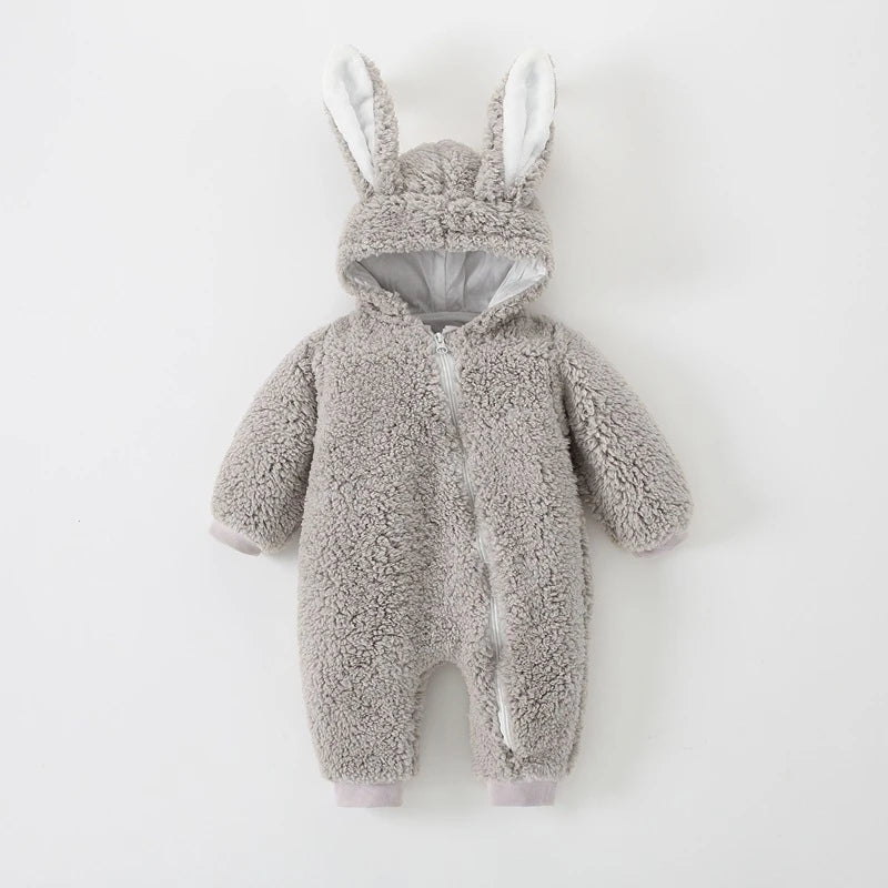 Newborn Baby Winter Warm Romper Girl Overall Polar Fleece Clothes Boys Jumpsuit Costume Infant Rabbit Pajamas Jacket 3-12 Month