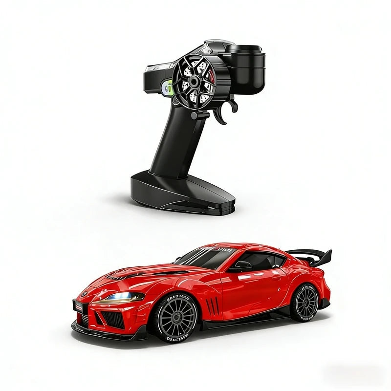 JXC1:43 Supra 1087X RC Drift Car Diecast Metal Body Static Model Grade Gyro 4WD Full Proportional Mini RC Vehicle for Collectors