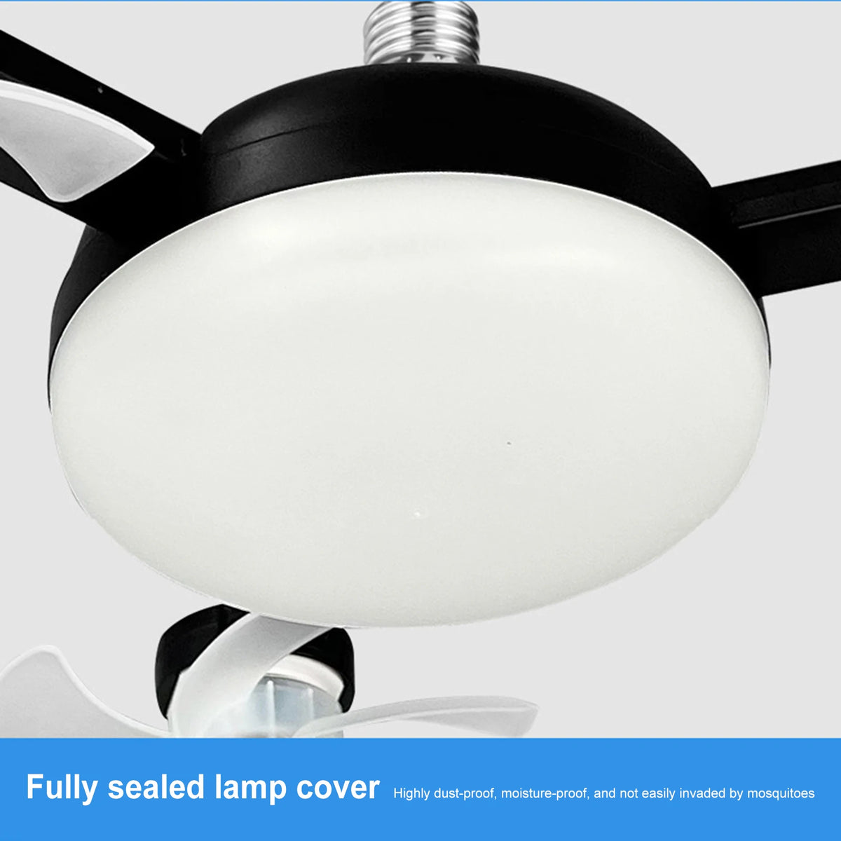 E27 Dimmable LED Socket Drone Fan Light with RC & Extension Rod 2 In 1 Hanging Fans 3-Speed for Bedroom Kitchen Working Space