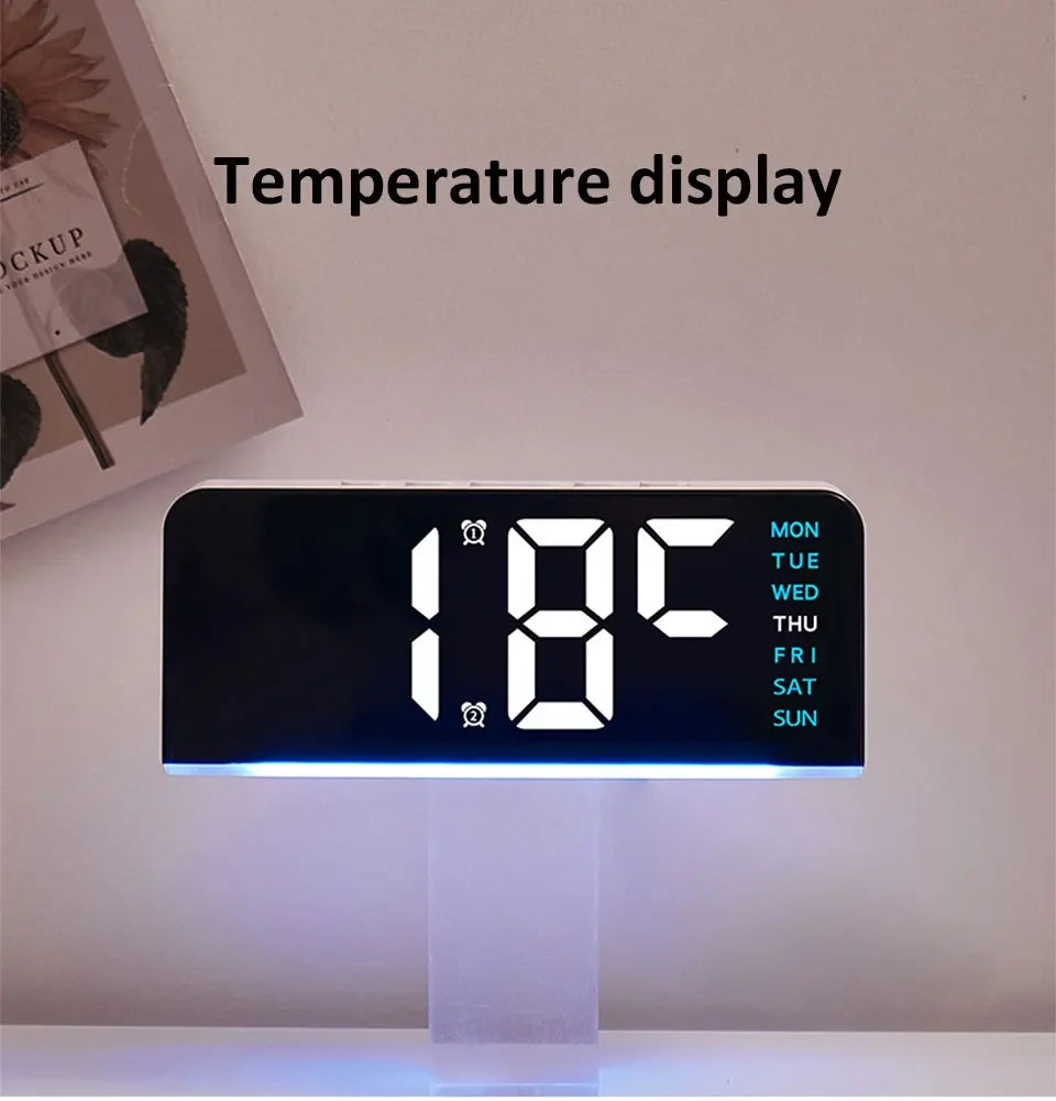 7'' LED Digital Alarm Clock Table Clock Three-Level Adjustable Brightness Dimmer/Dual Alarm/Temp/Date/Night Light for Bedrooms
