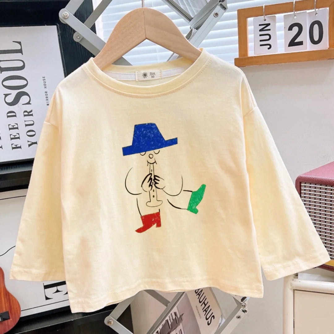 kids shirts 2024 new autumn full sleeve baby girls tops boys tees cotton children clothing cartoon kids t-shirts