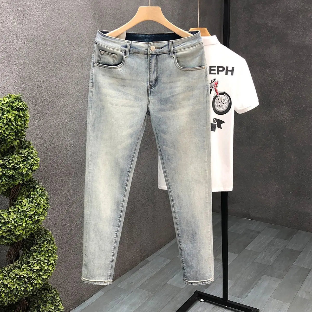 Luxury Fashion Designer Vintage Slim Fit Men's Denim Jeans Casual Korean Spring and Autumn Stretch Washed Trousers Male Jeans
