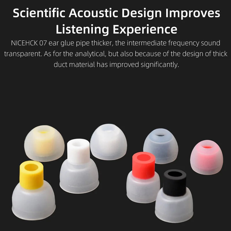 NICEHCK 07 Noise Isolating Silicone Ear Tips Soft Safe Eartips Improve Vocal For DB2 4U ASX ZSN ZS10 Pro ZSX In Ear Earphone
