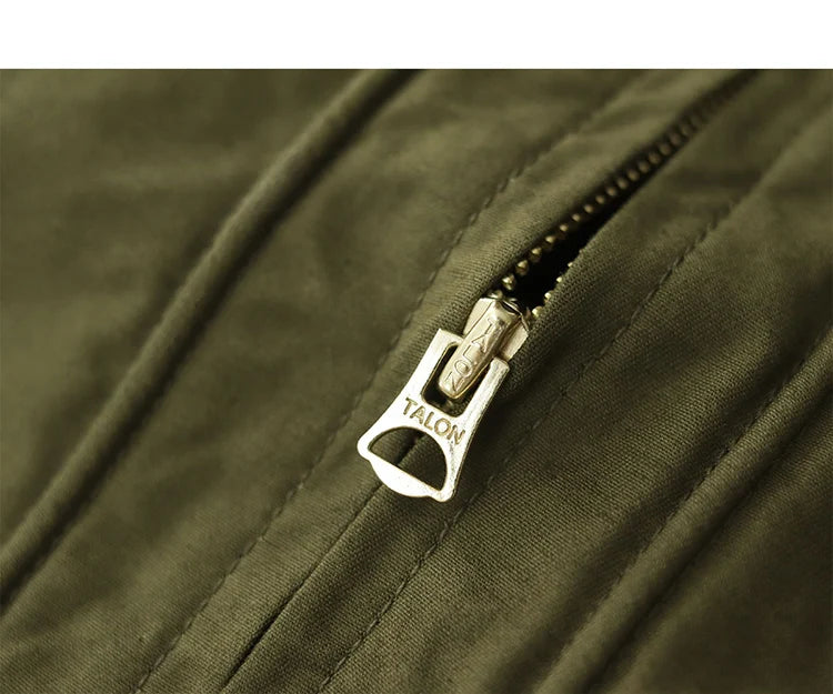 Autumn New American Retro Twill Embroidery Cargo Deck Jacket Men's Fashion 100% Cotton Washed Multi-pockets Casual Loose Coat
