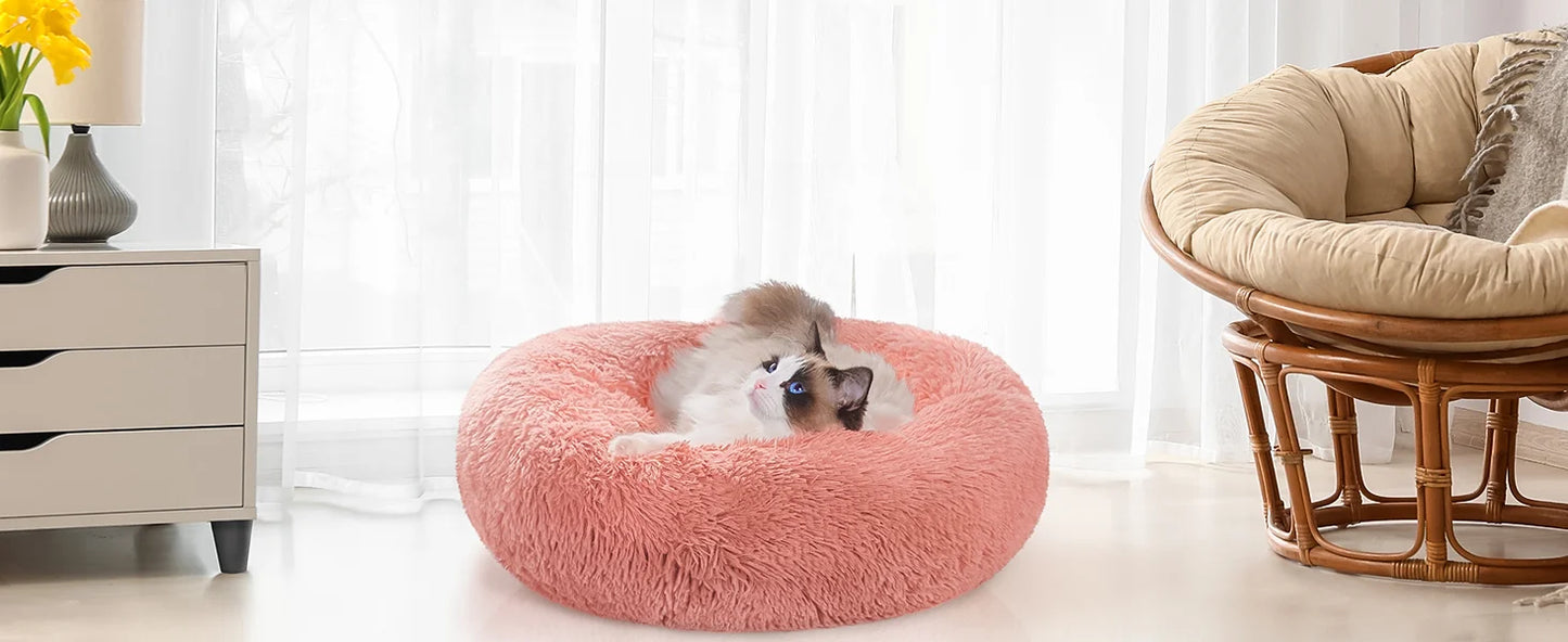 Plush Dog Bed Round Dog Bed Warm and Comfortable Pet Bed Machine Washable Non-Shedding Non-Dented Indoor Winter Pet Products