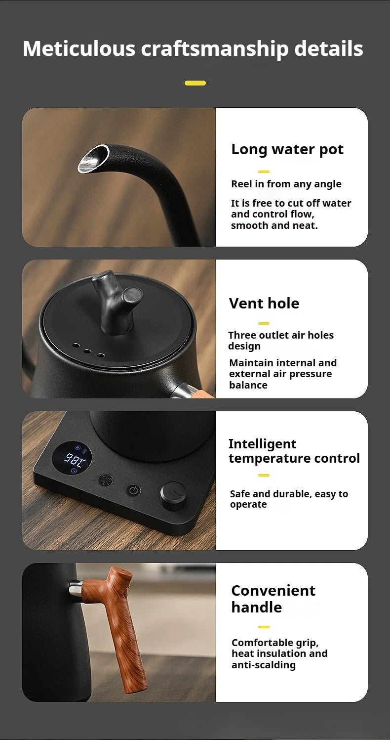 1L Stainless Steel Electric Kettle, Auto Shut-Off, for Pour-Over Coffee/Tea, Smart Temp Control & Mechanical Models