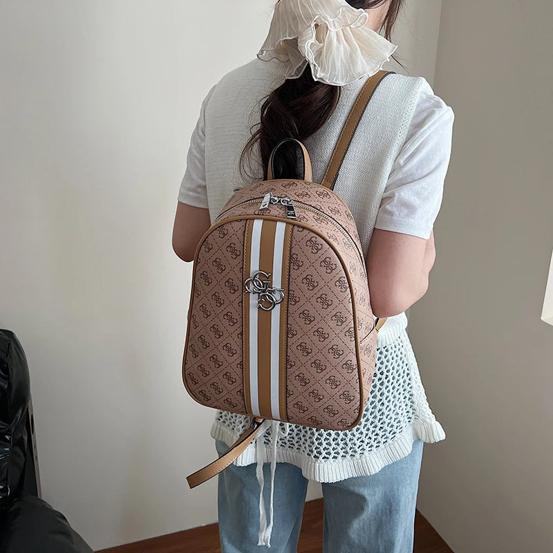 Luxury large capacity outdoor travel handbag, modern trendy women's backpack, classic design zipper shoulder bag