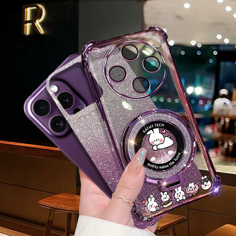 Crystal Strap Glitter Love Rabbit Phone Holder Case On For iPhone 8 Plus 7 6 6s Plus Se 2020 7plus 8plus Anti-knock Stand Cover