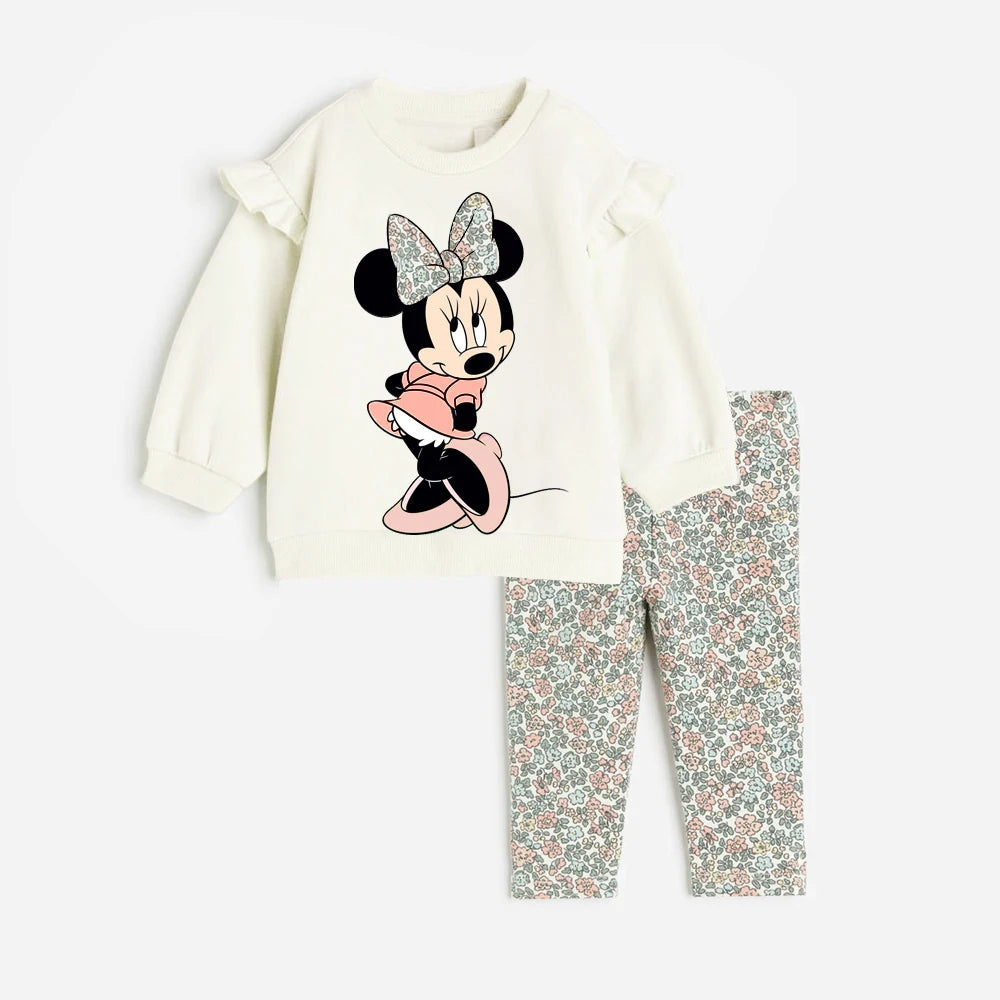 Kids Baby Girl Spring Autumn Clothes Sets Cute Minnie Print Sweatshirt+Pants 2Pcs Casual Long Sleeve Outfits