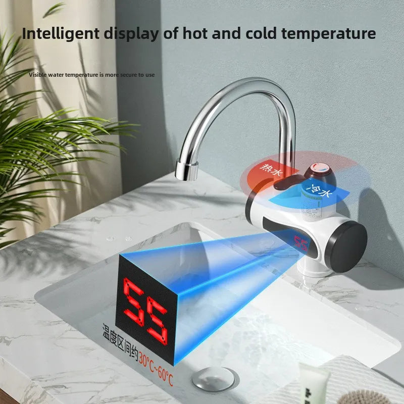Instant Tankless Mini Electric Hot Water Heater Faucet Kitchen Instant Heating Tap Water Heater with LED Water Tap 3000W