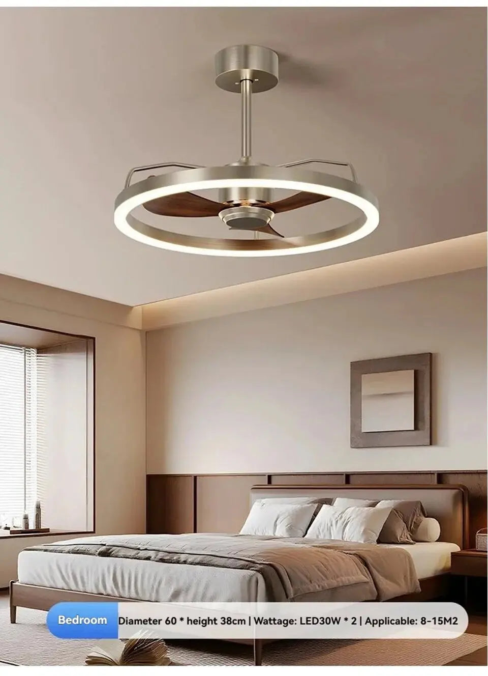 20" Ceiling Fan with LED Light Flush Mount DC Motor 6-Speed Remote Control Dimmable Fan Lamp for Home Kitchen Bedroom Living Roo