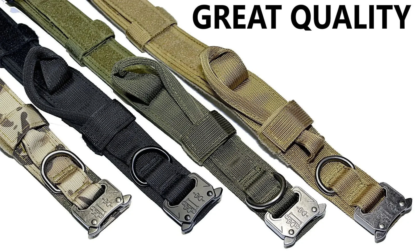 Tactical Dog Collar Training Set Heavy Duty Outdoor AntiPull Leash Metal Buckle Collar Reflective Stitching for Medium Large Dog