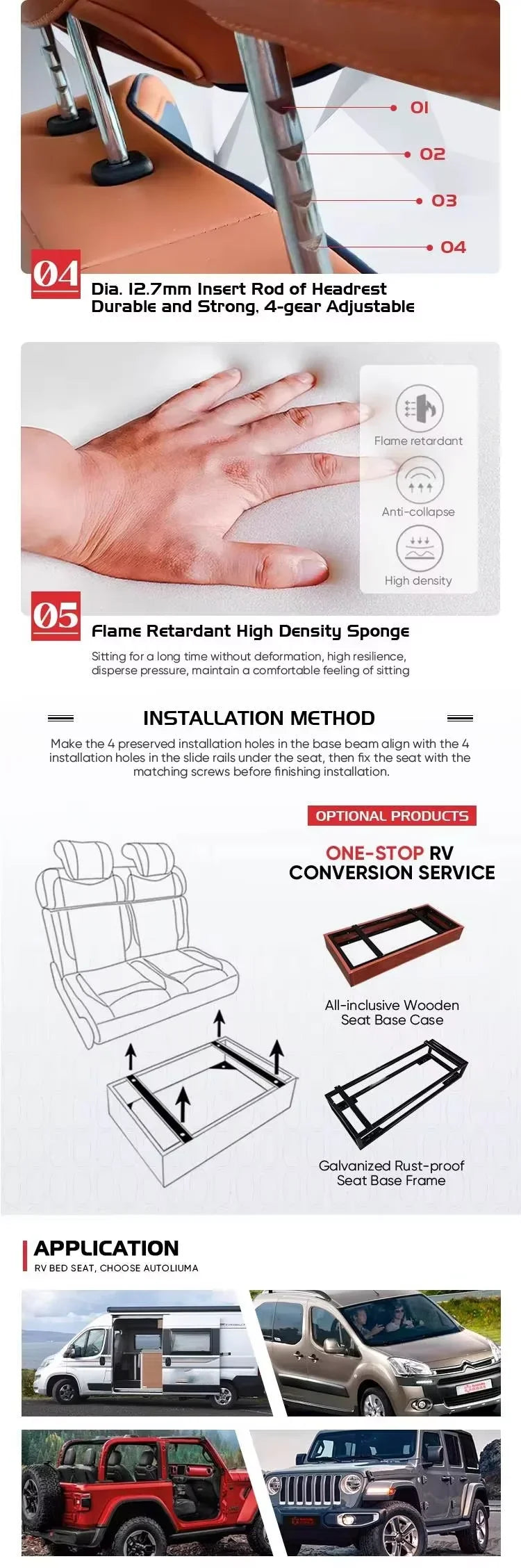 Triple Person Seat Customized Modified RV Passenger Seat Bed Comfortable Adjustable Folding Sofa Seat Ideal for RVs Camper Van