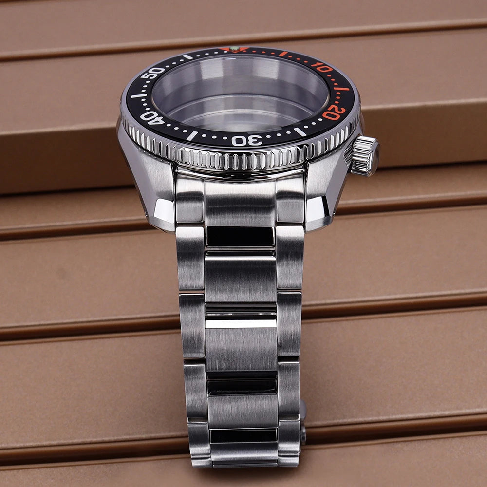 Diver NH35 42mm Watch Case Sapphire Glass Solid Bottom Cover For SPB185J1/187J1 NH34 NH35 NH36/38 Movement Stainless Steel Strap