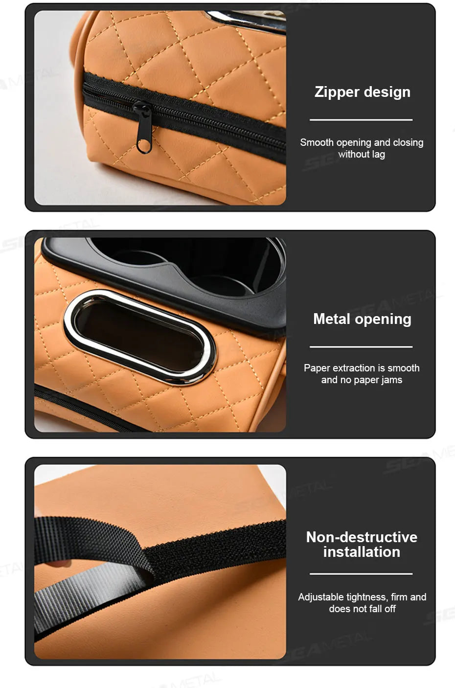 SEAMETAL 7cm Thicken Car Armrest Cushion All in 1 Center Console Arm Rest Cushion with Tissue Holder Elbow Support Car Organizer