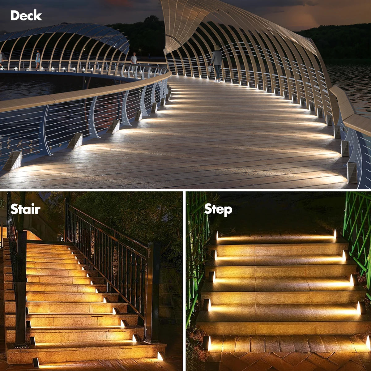 Solar Step Lights Outdoor Waterproof IP67 Solar Powered Stair Lights Triangle Solar Deck Lights for Outside Garden Patio Yard