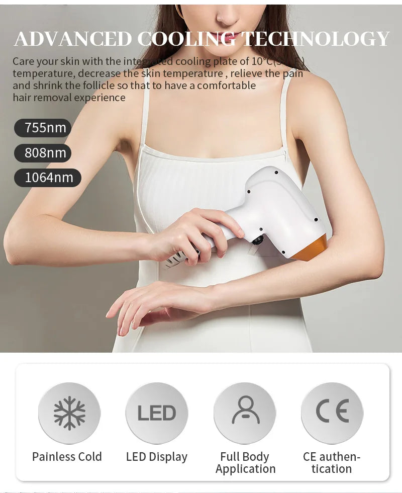 Diode Laser Hair Removal Equipment Freezing Point Painless And Safe Hair Removal System 3 Wavelength 755nm 808nm 1064nm HOT