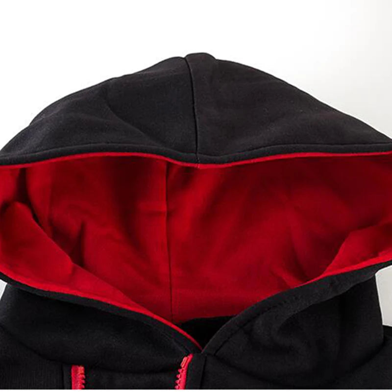 Men's Hoodies Long Sleeve Sweatshirts for Men Zipper Hooded Pullover High Neck Mens Sweatshirt Top Jacket Coat Black Sweater