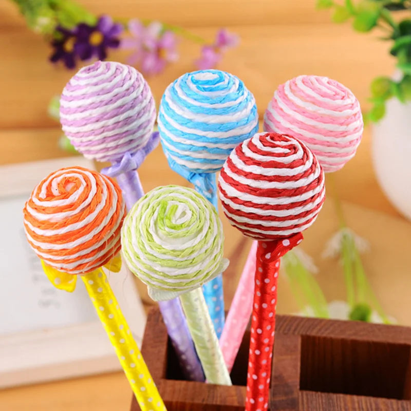 6 Piece Creative Lollipop Candy Ballpoint Pen Stationery