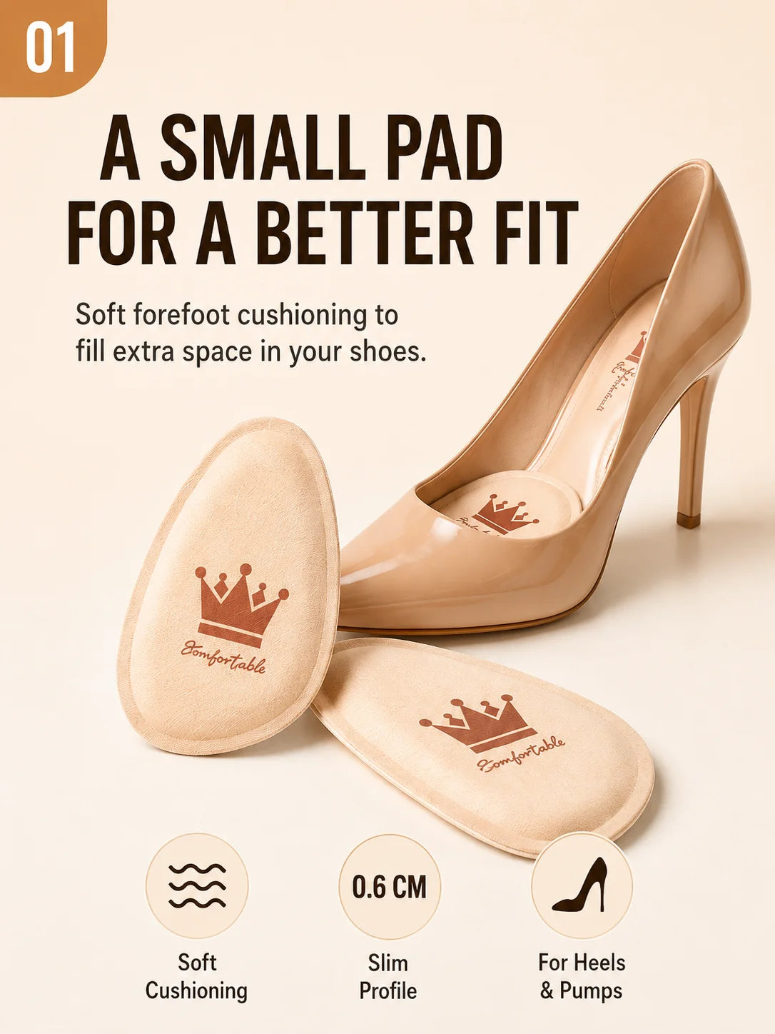 Women Forefoot Pad Pain Relief Insert Half Insoles High Heel Shoes Non-slip Cushion Shoe Breathable Sweat Absorbing Foot Pads
