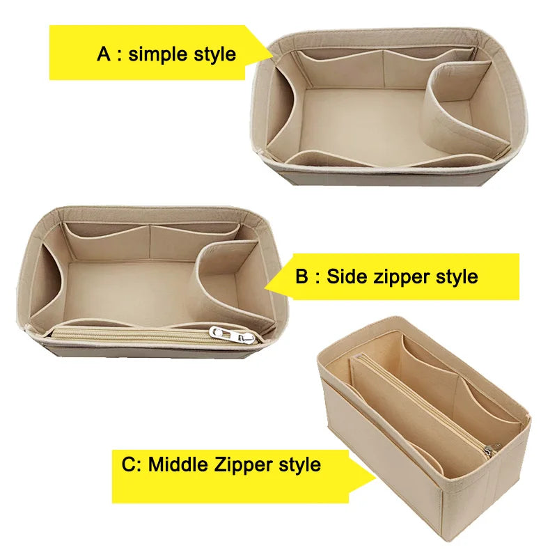 Purse Organizer Insert Handbags Liner Inner Pouch With Zipper Perfect for For Marc Jacobs The Tote Bag