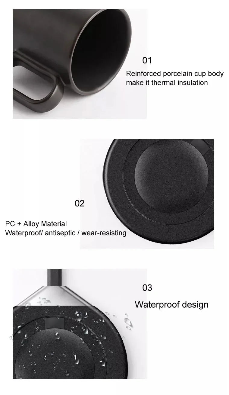 Smart Mug Warmer Wireless Heated Coffee Cup 55℃ Thermostatic Mug with phone Wireless Charger For Home Office Desk Gift