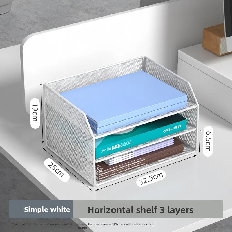 4 Trays Paper Organizer Letter Tray with Handle-Mesh Desk File Organizer, Paper Sorter Desk Organizer for Office, Home or School