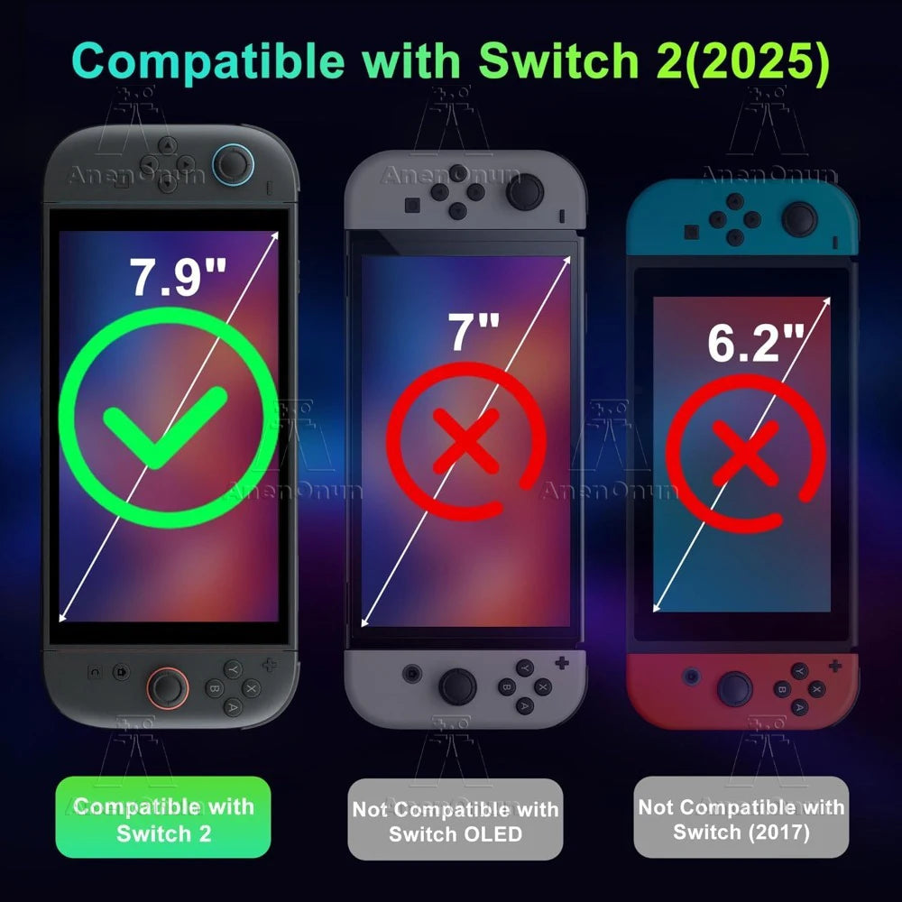 Switch 2 Anti-Blue Light Screen Protector 9H Hardness Shatterproof Anti-Scratch Anti-Fingerprint Bubble-Free HD Tempered Glass