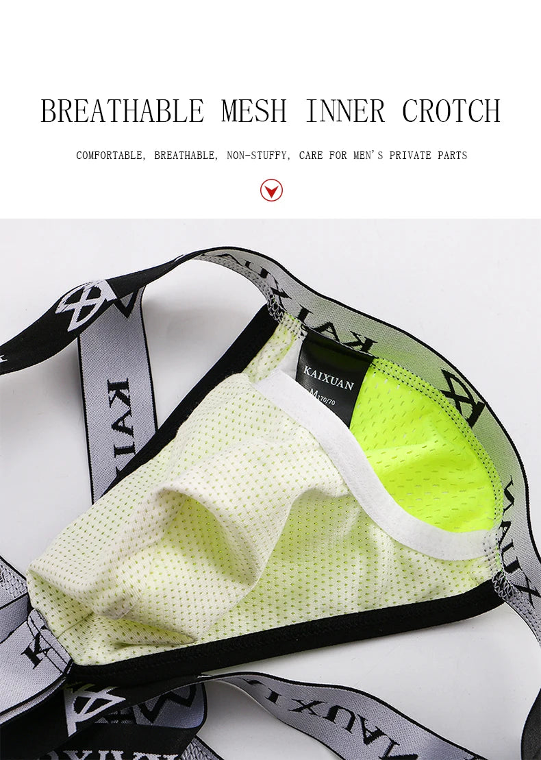 Kaixuan Jockstrap Gay Men Underwear Sexy String Tanga Hombre Cuecas Masculinas Cotton Breathable Thong Penis Pouch