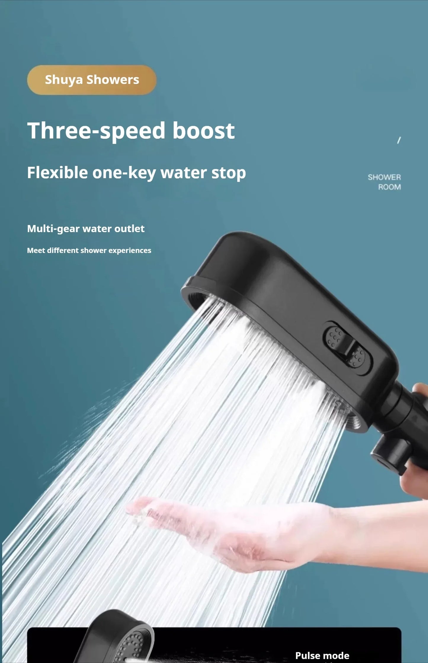 1PC 3 Modes Handheld Filtered Shower Head Hard Water Filter Showerhead Powerful High Pressure Showerhead with On-Off Switch