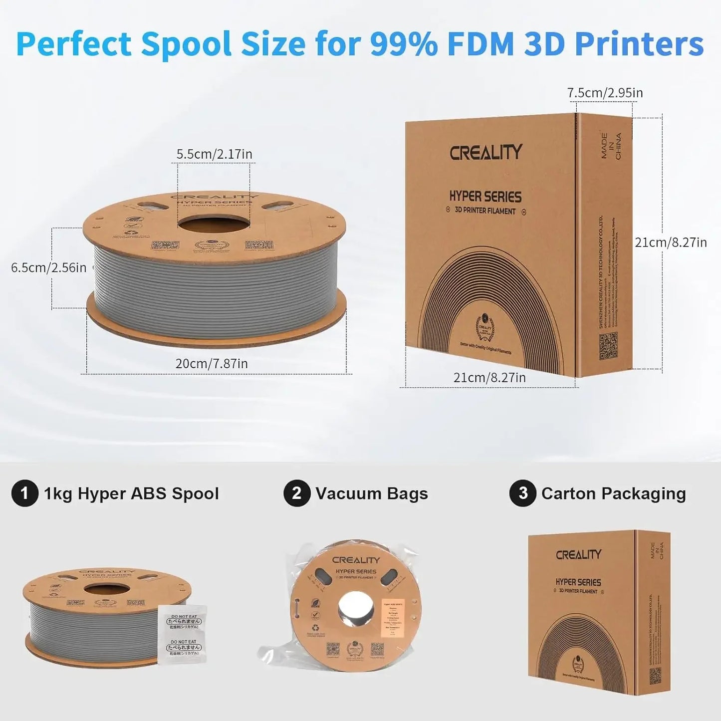 Creality Hyper ABS Filament 1.75mm for High-Speed Printing Convenient Open Printing, 1kg(2.2lbs) Spool Fit Most 3Dz Printer