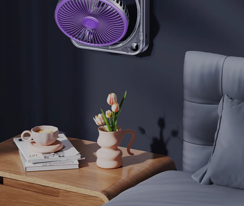 Remote Control Wall Hanging Electric Fan, Kitchen Toilet Special Refrigeration Mini Air Conditioner, Silent Charging Wall Fans